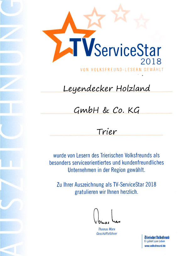 Leyendecker ist TV-Service Star 2018 - Auszeichnung als Service-freundliches und kundenorientiertes Unternehmen