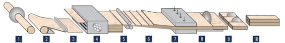 Herstellungsprozess von Furnierschichtholz FSH