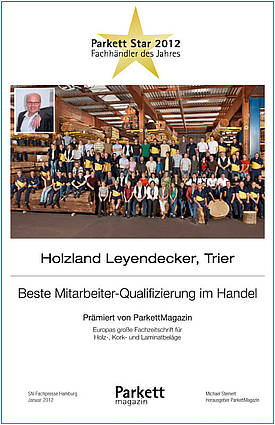 Auszeichnung Beste Mitarbeiter Qualifizierung im Holzhandel 2012