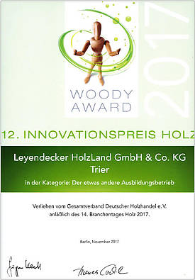 Auszeichnung Innovationspreis Holz Woody Award 2017